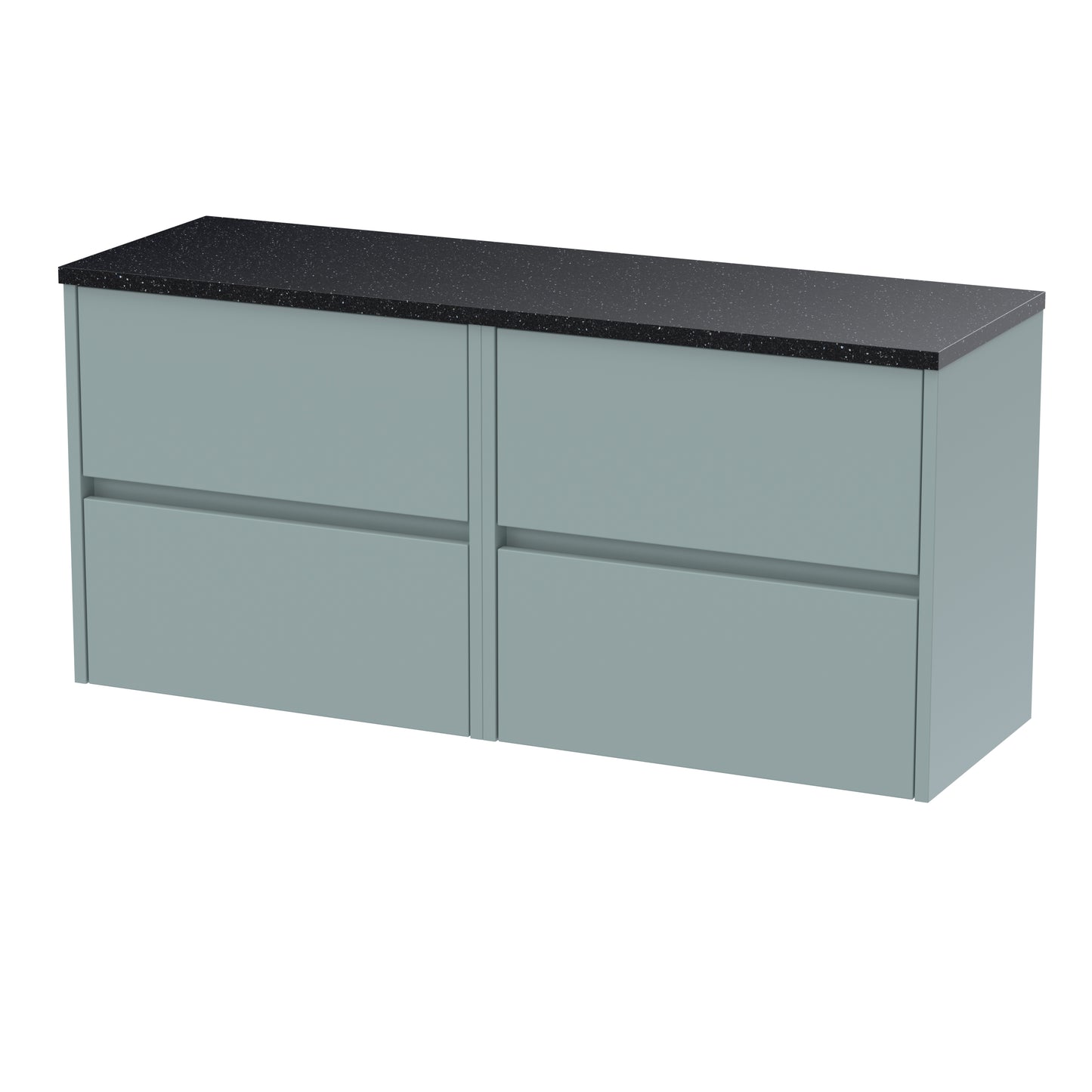 Nuie Havana 1200mm Coastal Grey Wall Hung 4-Drawer Unit & Laminate Worktop