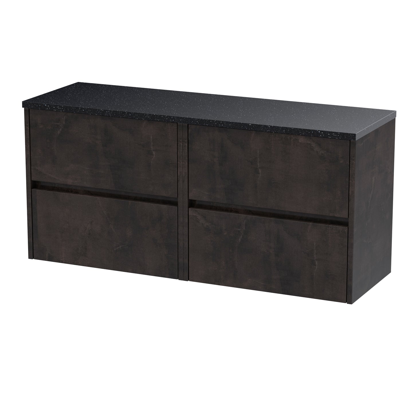 Nuie Havana 1200mm Metallic Slate Wall Hung 4-Drawer Unit With Laminate Worktop