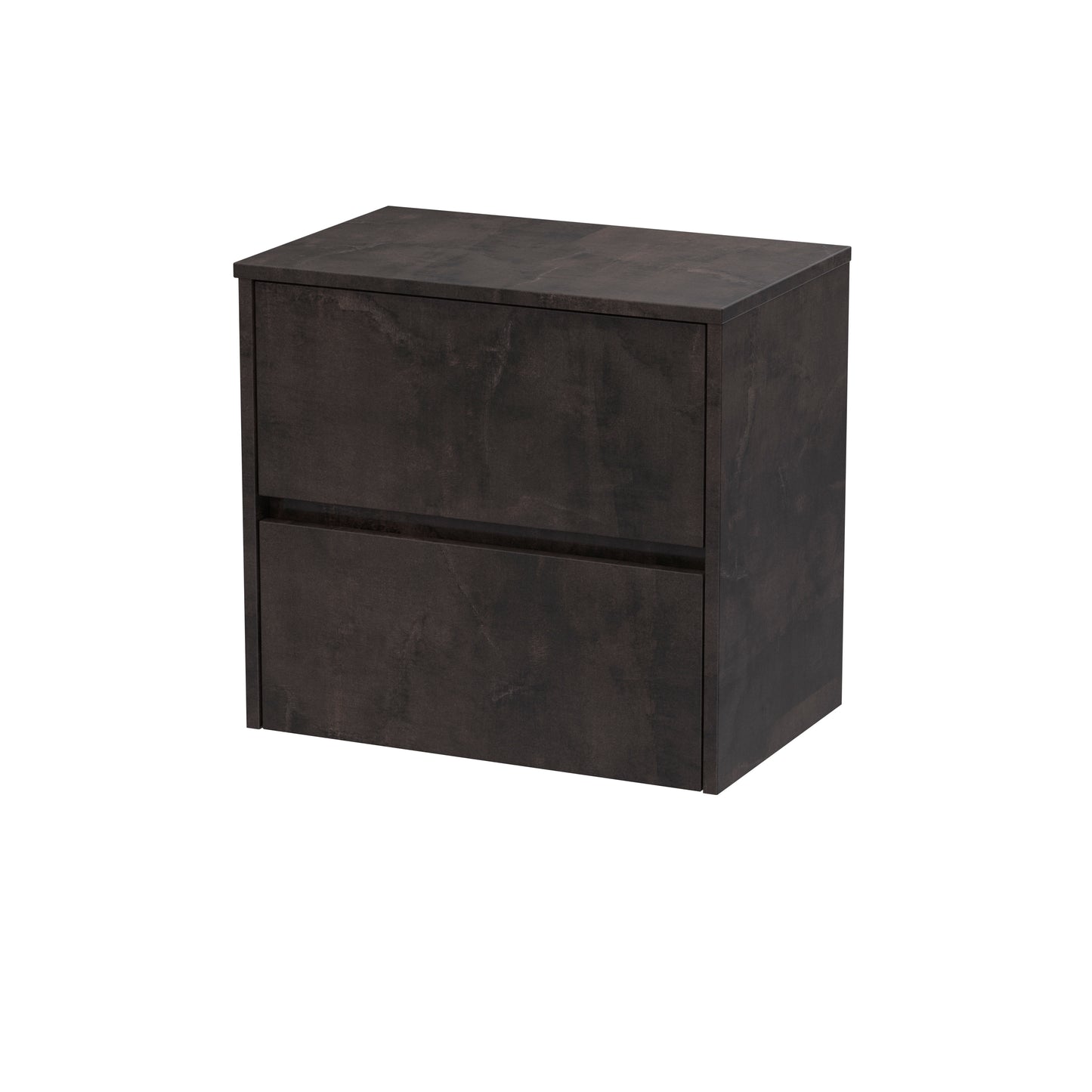 Nuie Havana 600mm Metallic Slate Wall Hung 2 Drawer Unit with Worktop