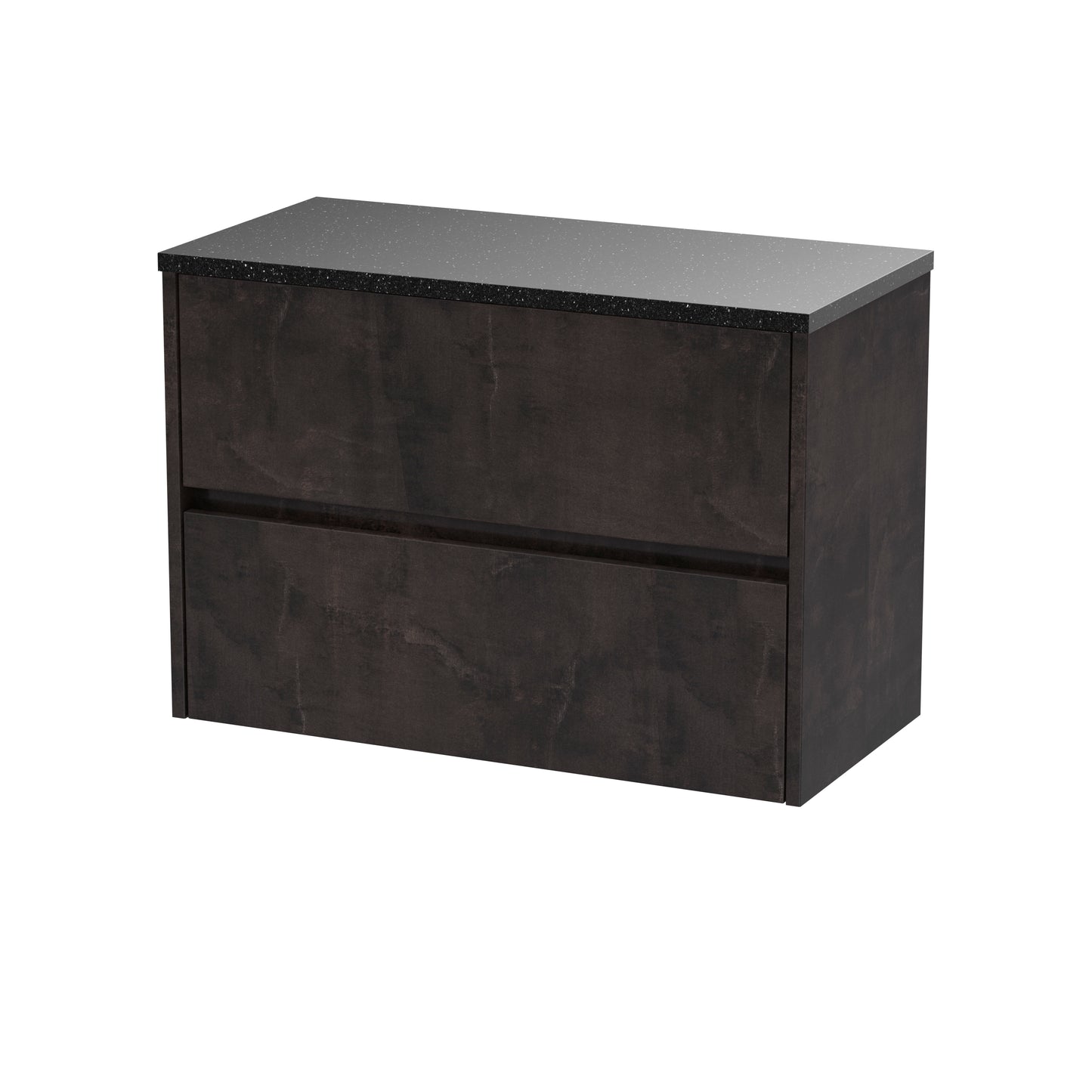 Nuie Havana 800mm 2 Drawer Metallic Slate Wall Hung Unit With Laminate Worktop