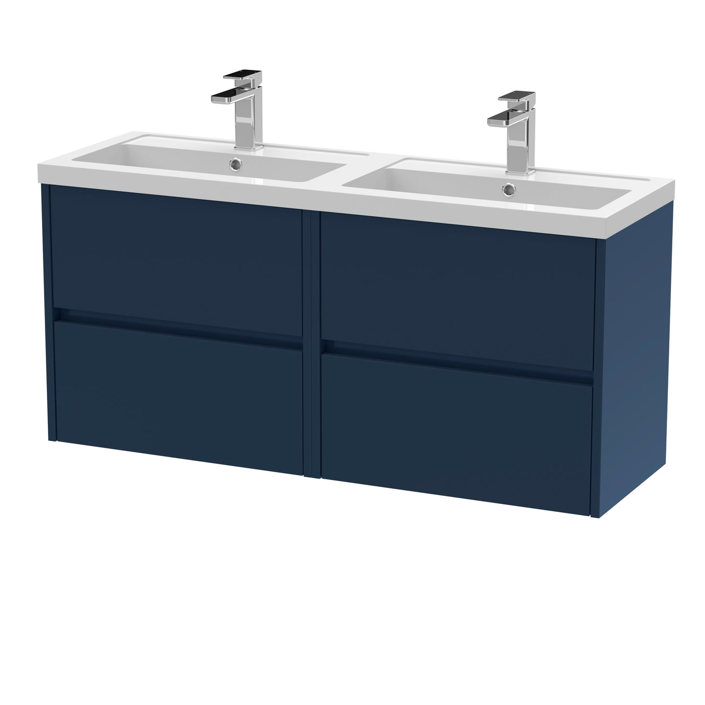 Havana 1200mm Wall Hung 4 Drawer Vanity Unit with Twin Polymarble Basin by Nuie
