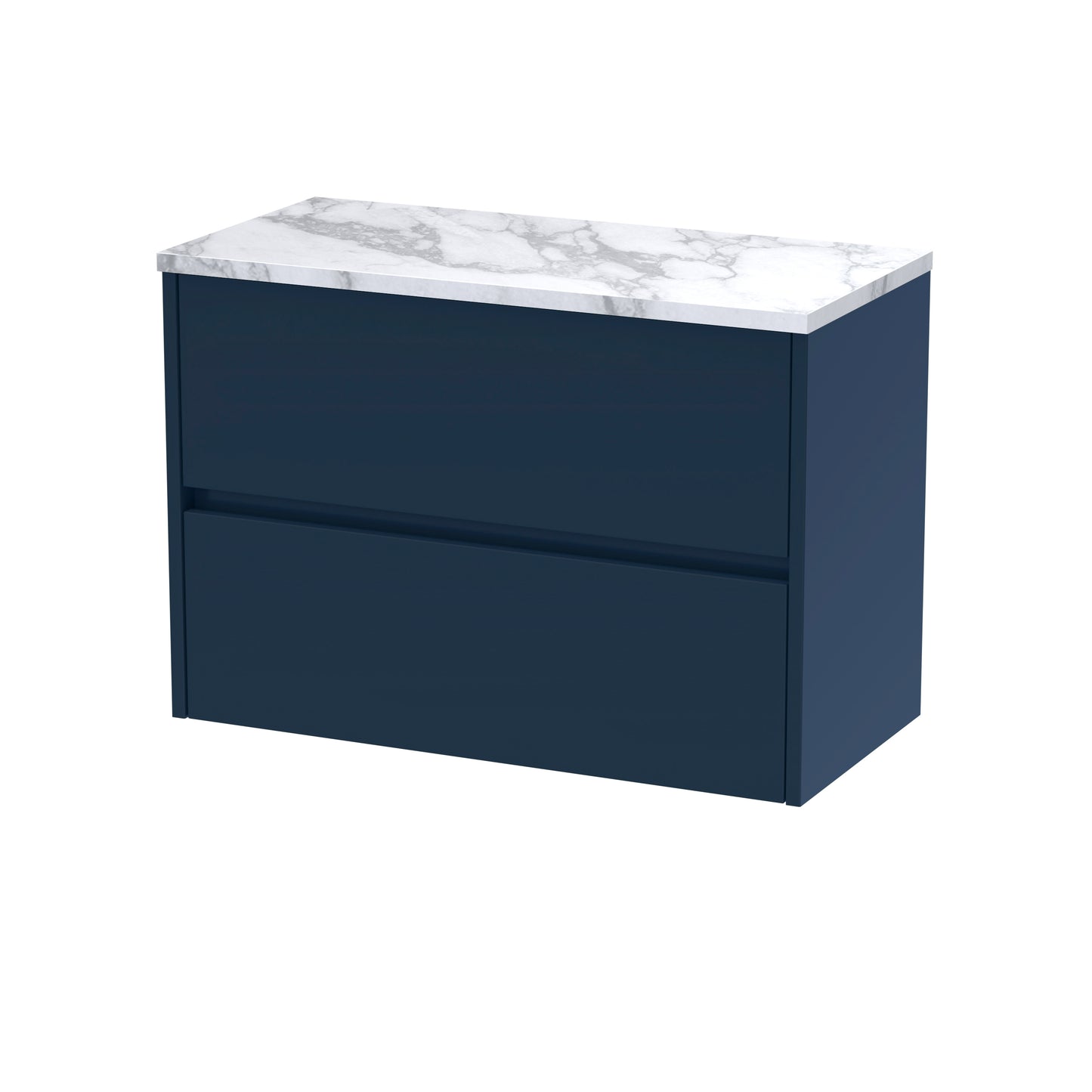 Nuie Havana 800mm Midnight Blue Wall Hung 2-Drawer Unit with Laminate Worktop