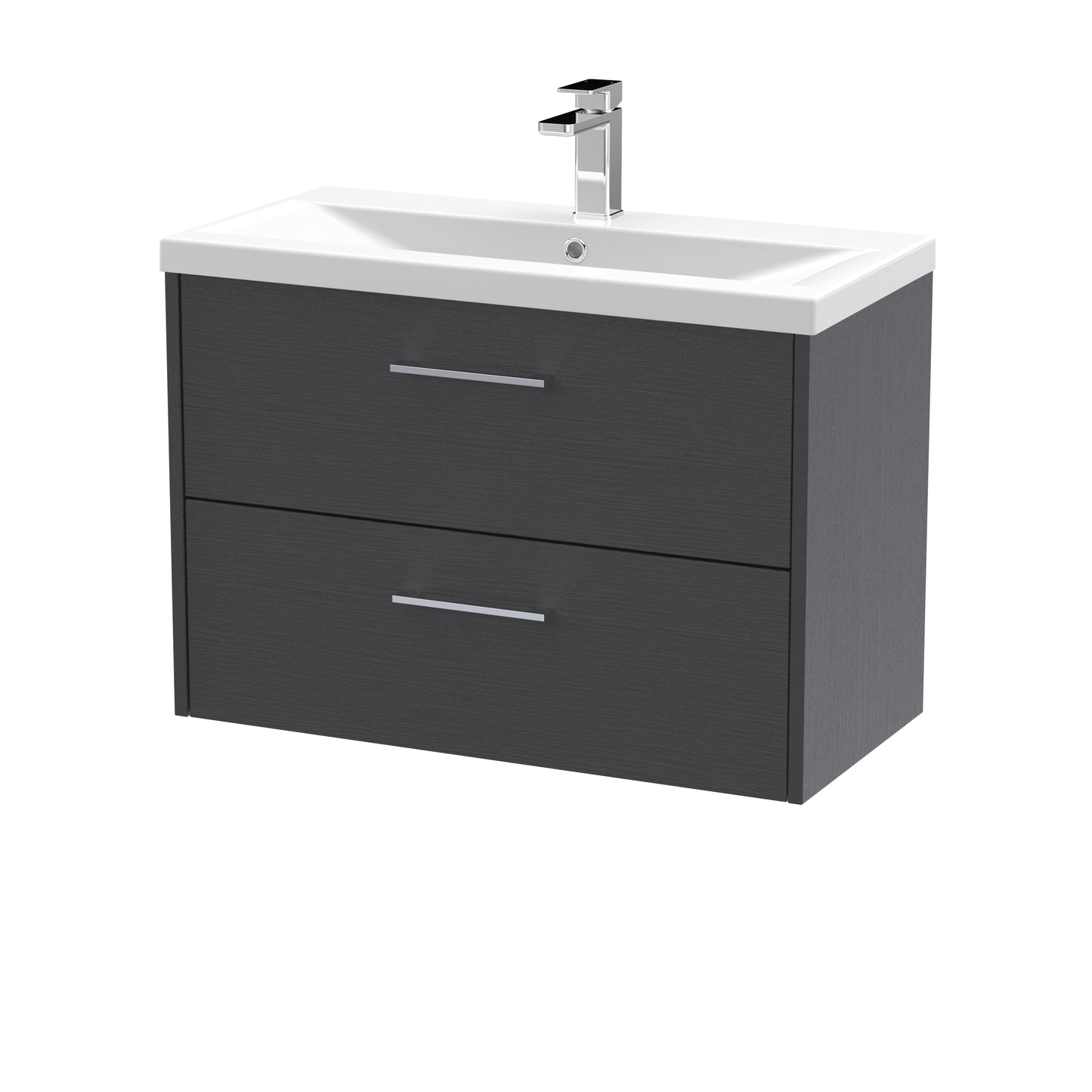 Hudson Reed Juno 800mm Graphite Grey Wall Hung 2-Drawer Vanity Unit With 1 Tap Hole Basin