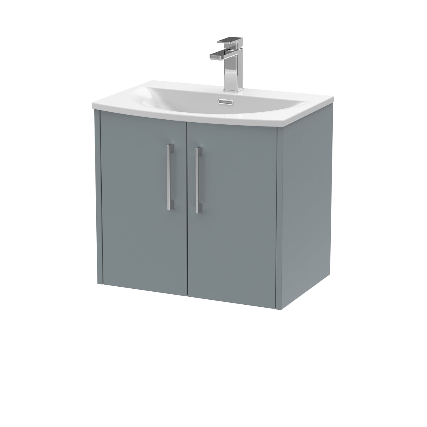 Hudson Reed Juno 600mm Coastal Grey Wall Hung 2-Door Vanity Unit with 1 Tap Hole Basin