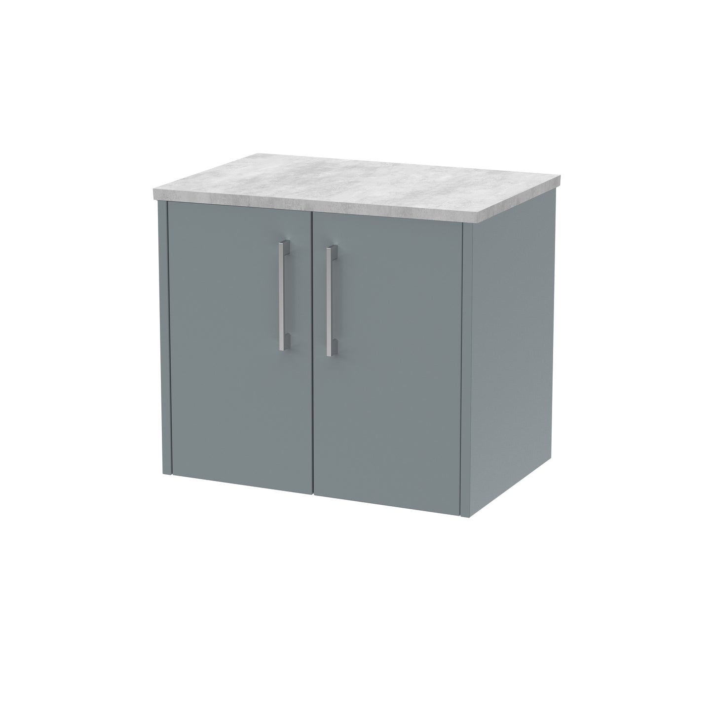 Hudson Reed Juno 600mm Coastal Grey Wall Hung 2-Door Vanity Unit With Laminate Top