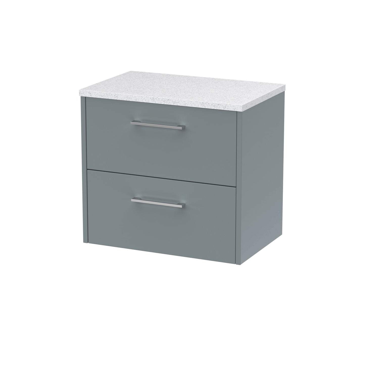 Hudson Reed Juno 600mm Wall Hung Coastal Grey 2-Drawer Vanity Unit With Laminate Top
