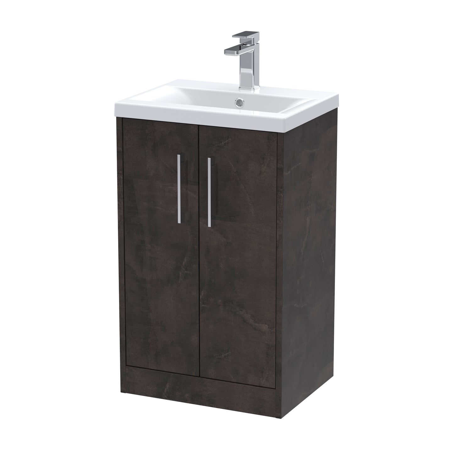 Hudson Reed Juno 510mm Metallic Slate Floor Standing 2 Door Vanity Basin Unit With Handles