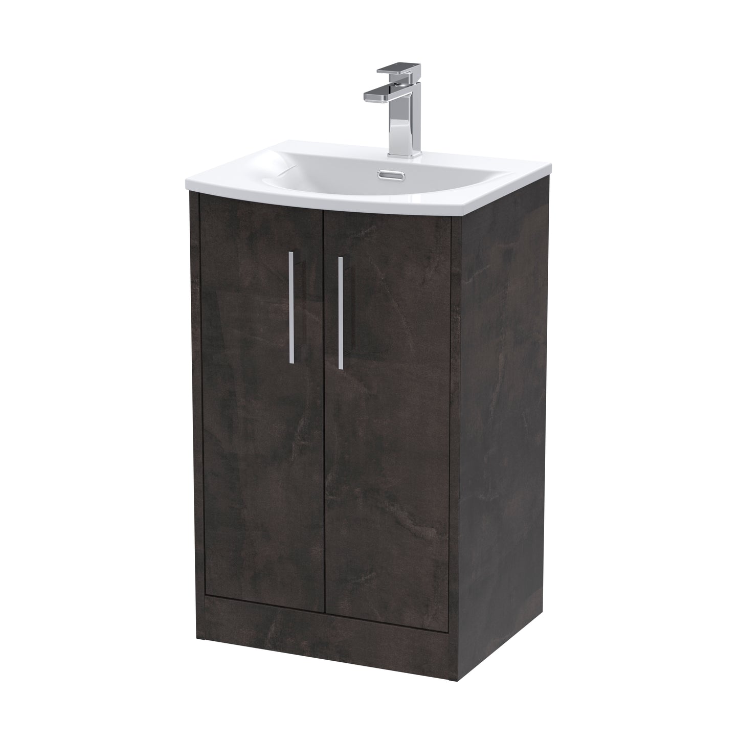 Hudson Reed Juno 510mm Metallic Slate Floor Standing 2 Door Vanity Basin Unit With Handles