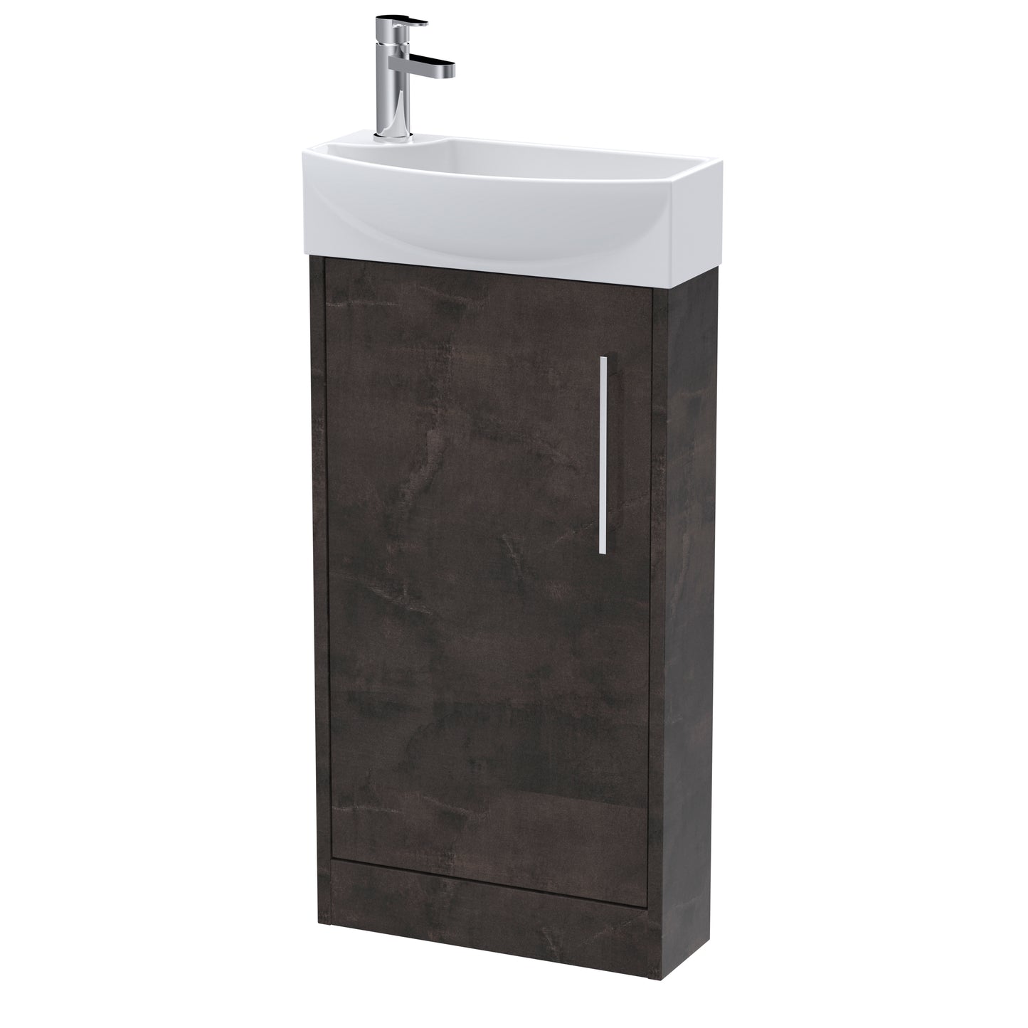 Hudson Reed Juno Compact 450mm Metallic Slate Floor Standing 1 Door Basin Unit With 1 Tap Hole Right Hand
