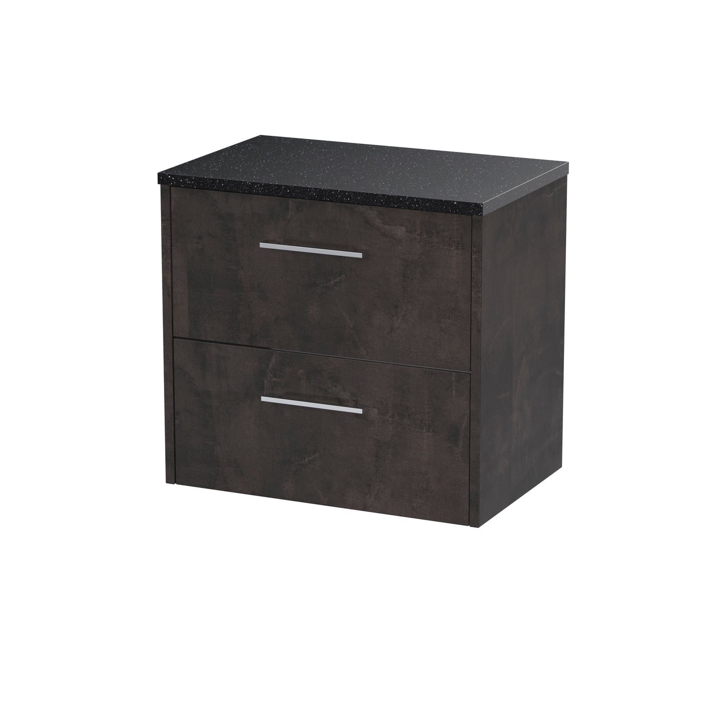 Hudson Reed Juno 600mm Metallic Slate Wall Hung 2 Drawer Vanity Unit With Laminate Worktop