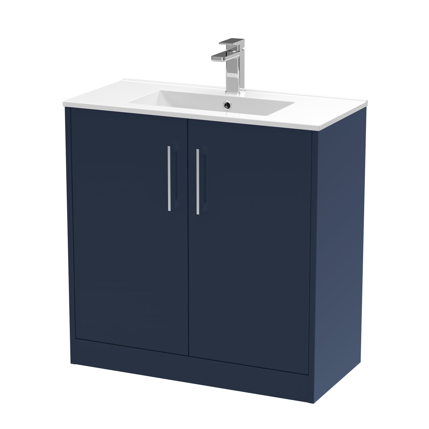 Hudson Reed Juno 800mm Midnight Blue Floor Standing 2-Door Vanity & Basin With Soft Close Doors
