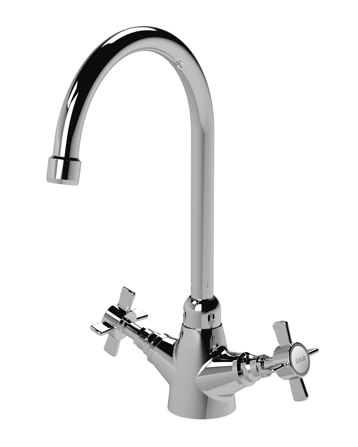 Kitchen Taps Traditional 1 Tap Hole Mono Sink Mixer Tap with Crosshead Handles