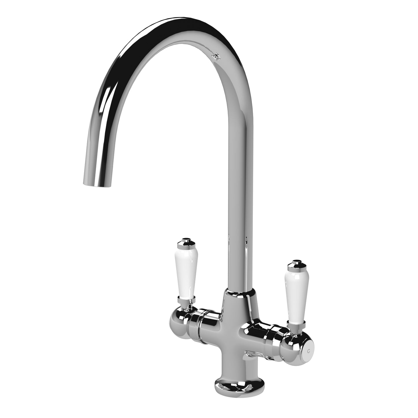 Kitchen Taps Traditional 1 Tap Hole Mono Sink Mixer Tap with Lever Handles