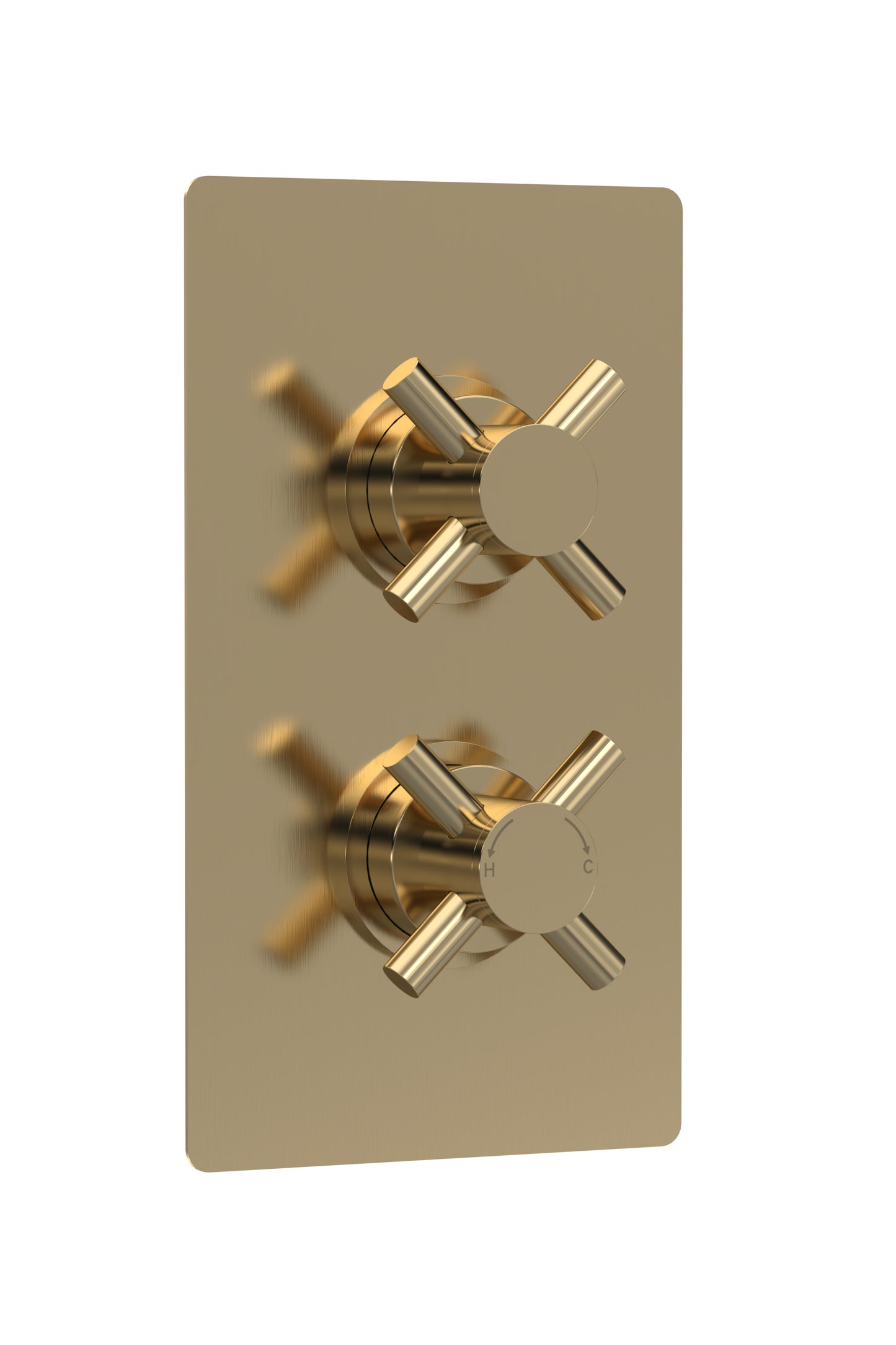 Tec Crosshead Twin Thermostatic Shower Valve Brushed Brass