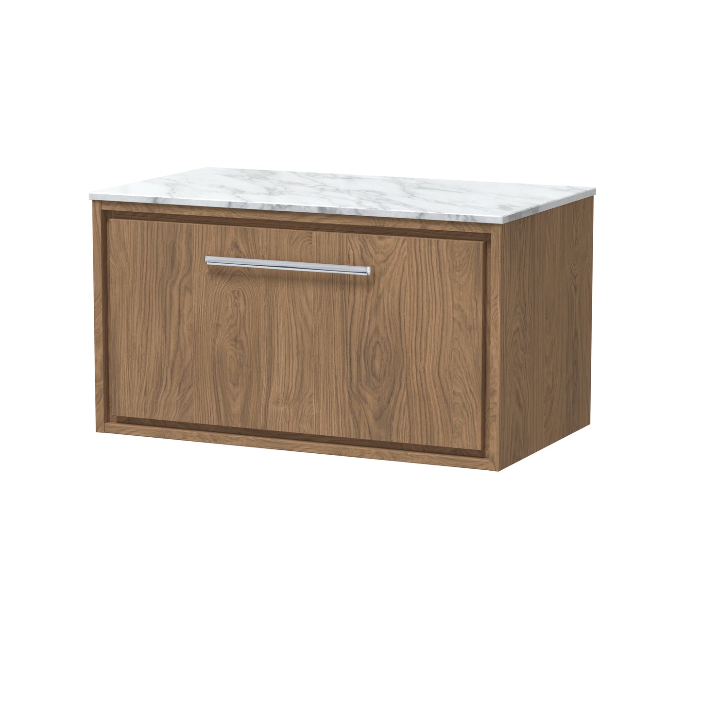 Hudson Reed Lille 800mm Wall Hung Single Drawer Vanity Unit With Marble Worktop, Soft Close Drawers
