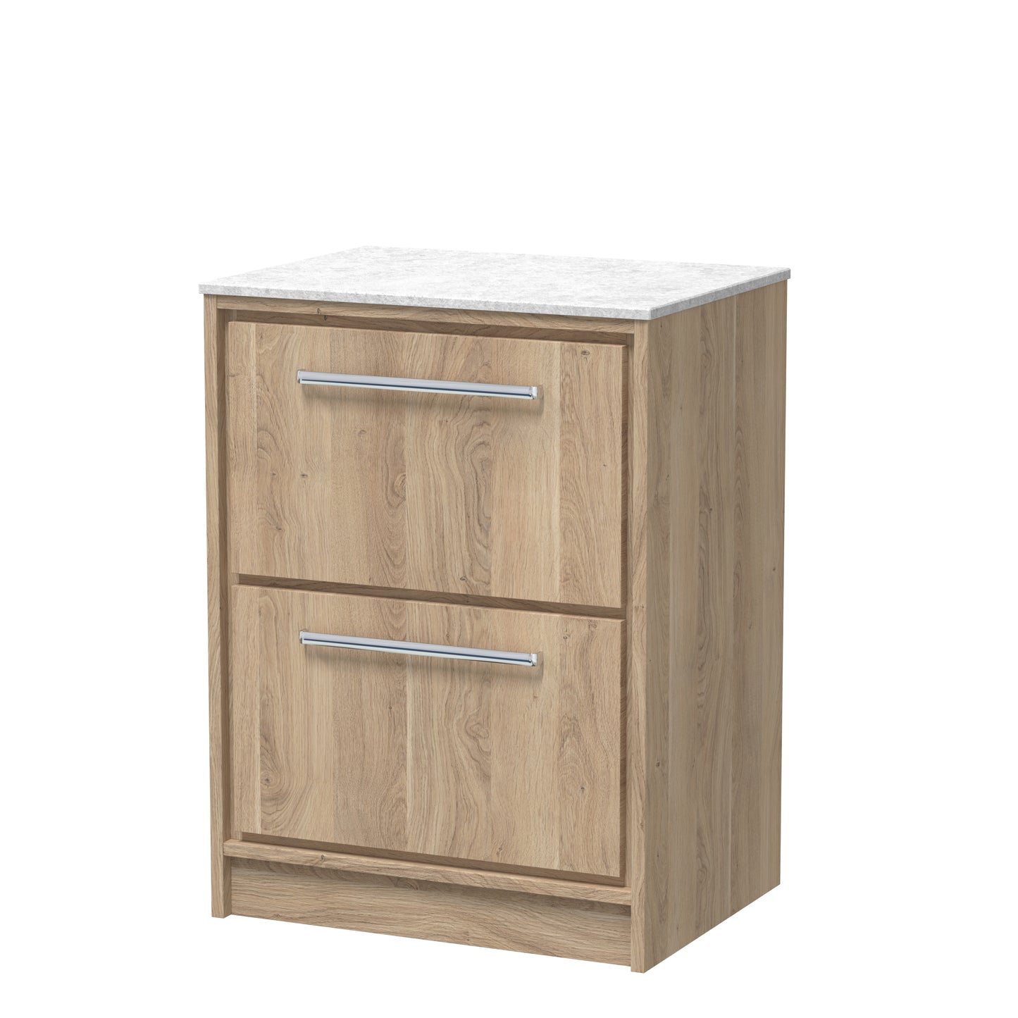 Hudson Reed Lille 600mm Floor Standing Bleached Oak 2-Drawer Vanity Unit With Marble Worktop