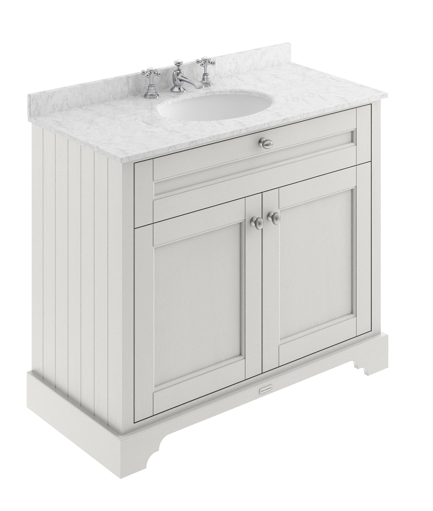 Floor Standing 2 Door Vanity Unit with 1 Tap Hole Grey Marble Top 1000mm