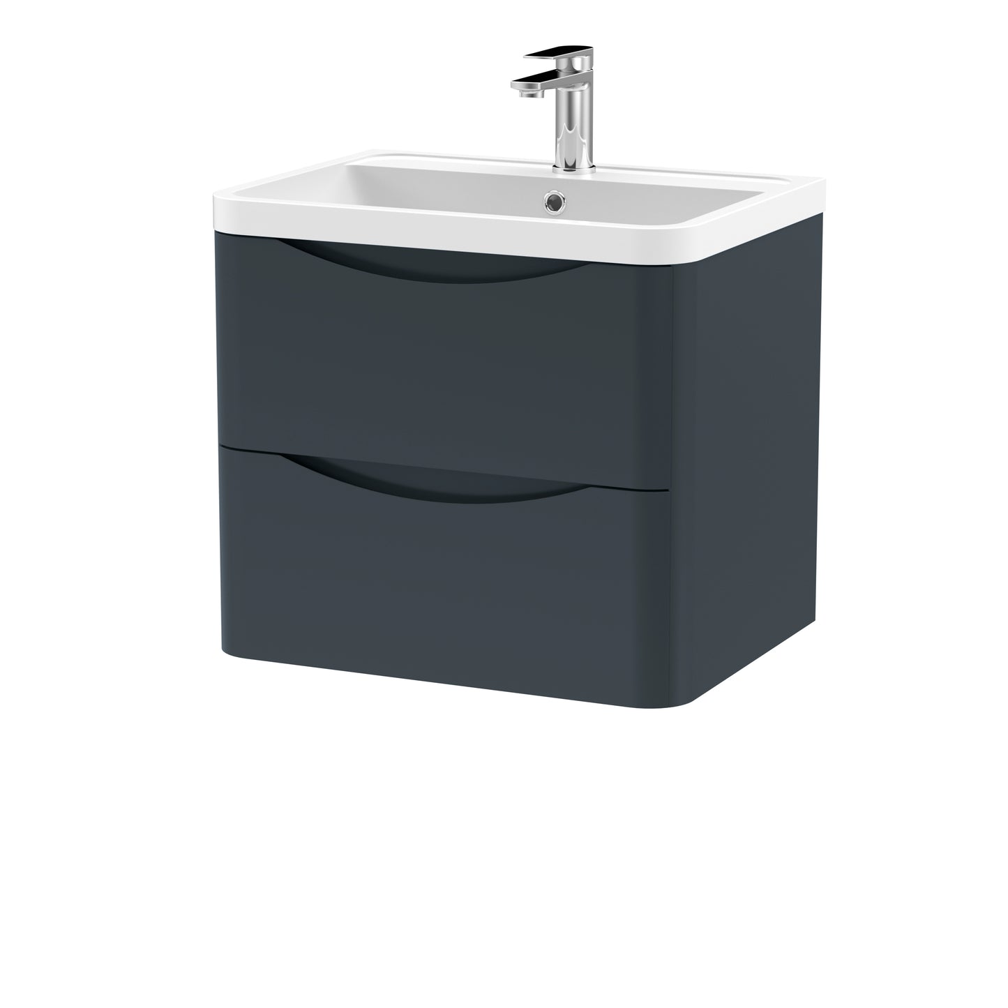 Nuie Lunar 600mm Wall Hung 2 Drawer Vanity Unit With Basin