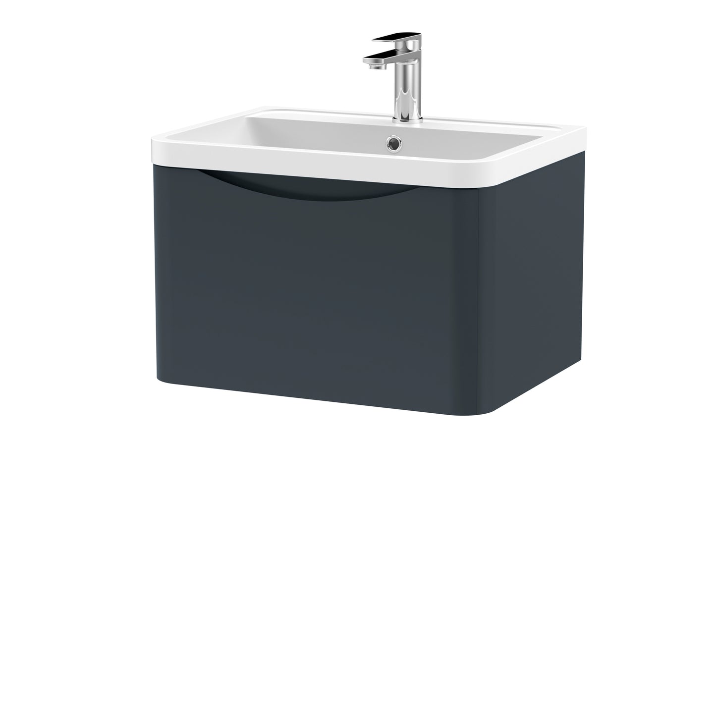 Nuie Lunar 600mm Soft Black Wall Hung 1 Drawer Vanity Unit with Basin