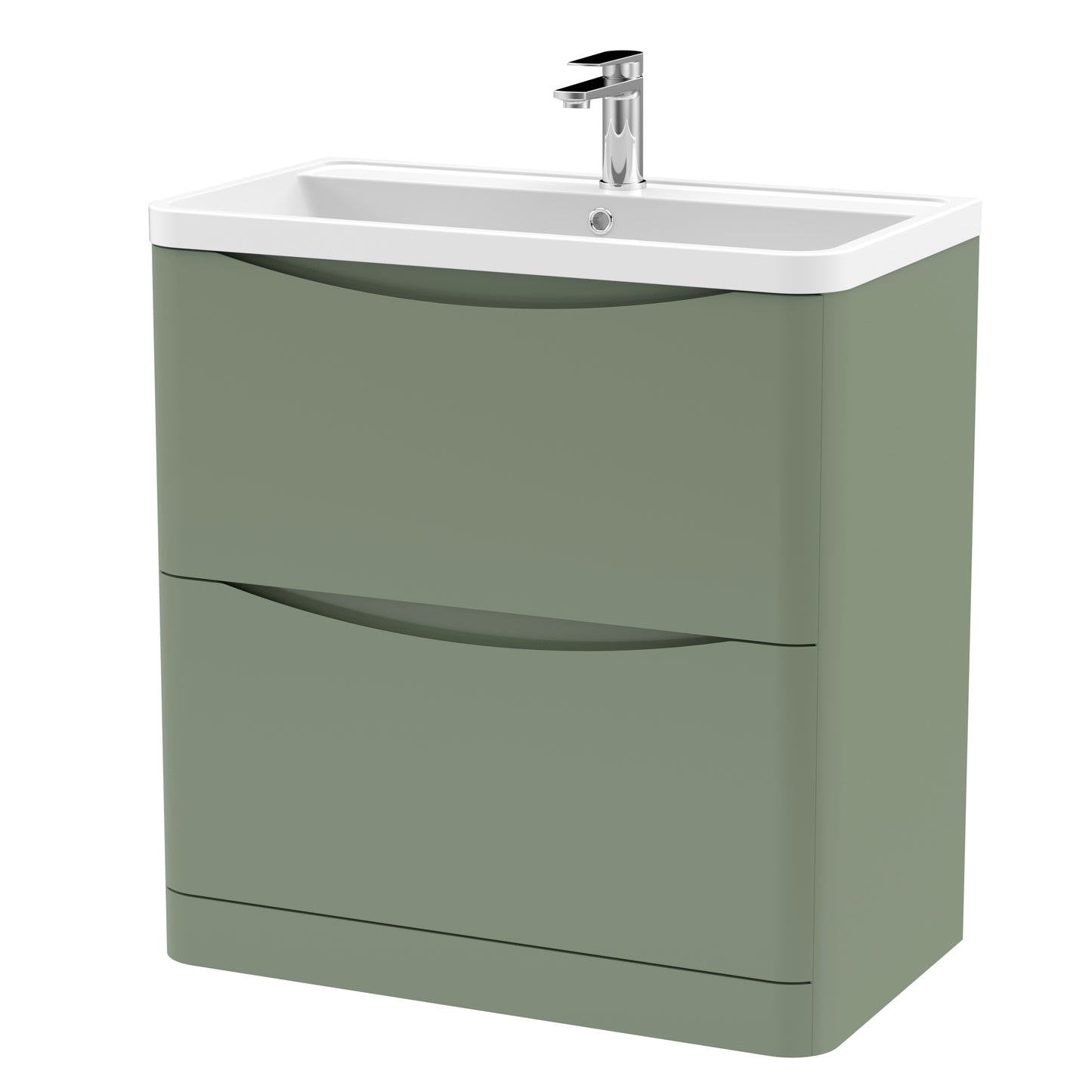 Nuie Lunar 800mm Floor Standing 2 Drawer Vanity Unit with 1 Tap Hole Basin