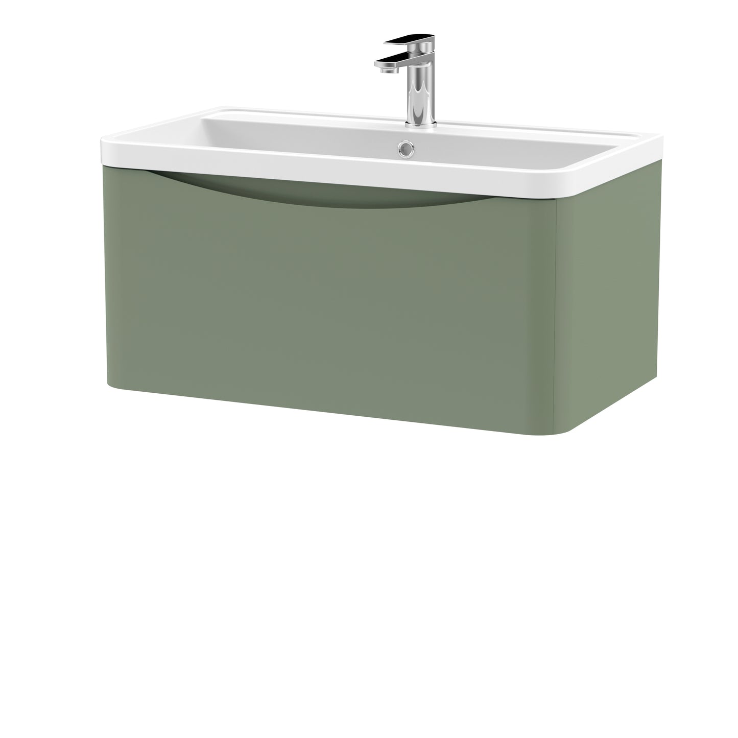 Nuie Lunar 800mm Wall Hung 1 Drawer Unit With Polymarble Basin