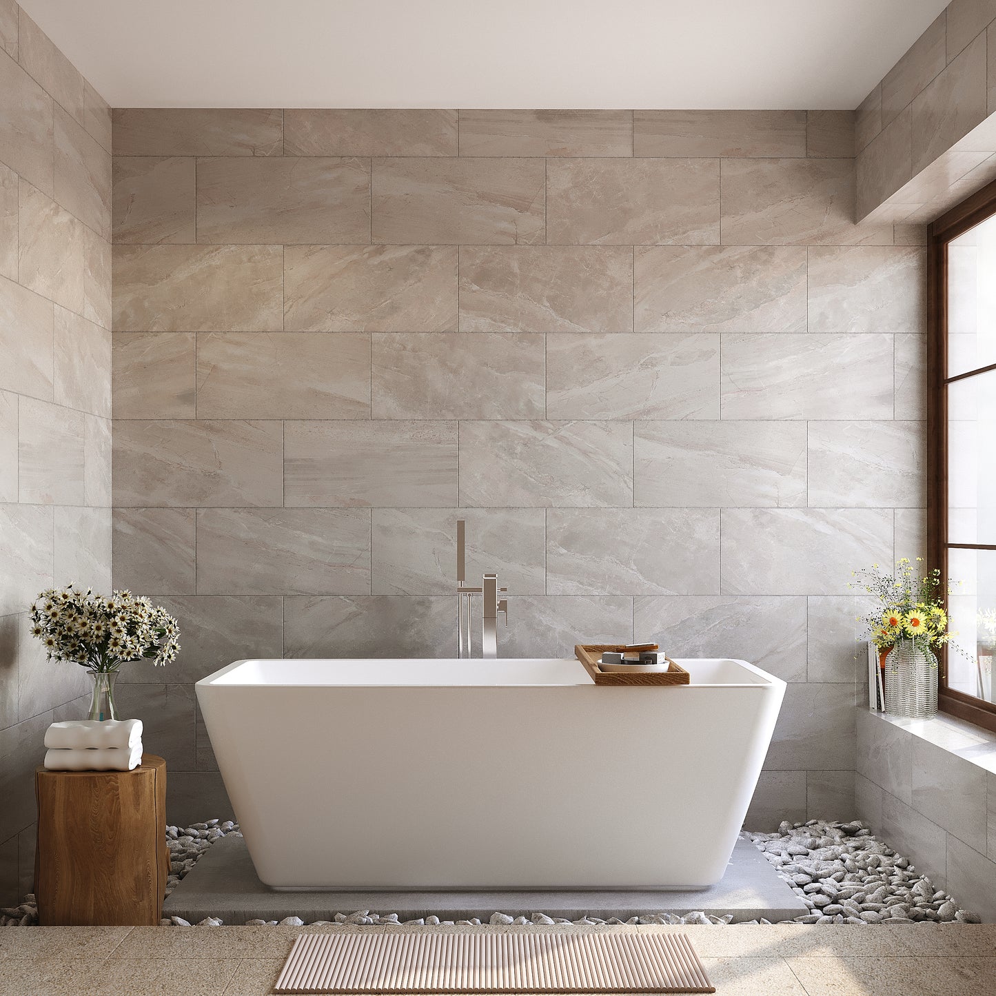 Endeavor Square Back to Wall Freestanding Bath by Nuie