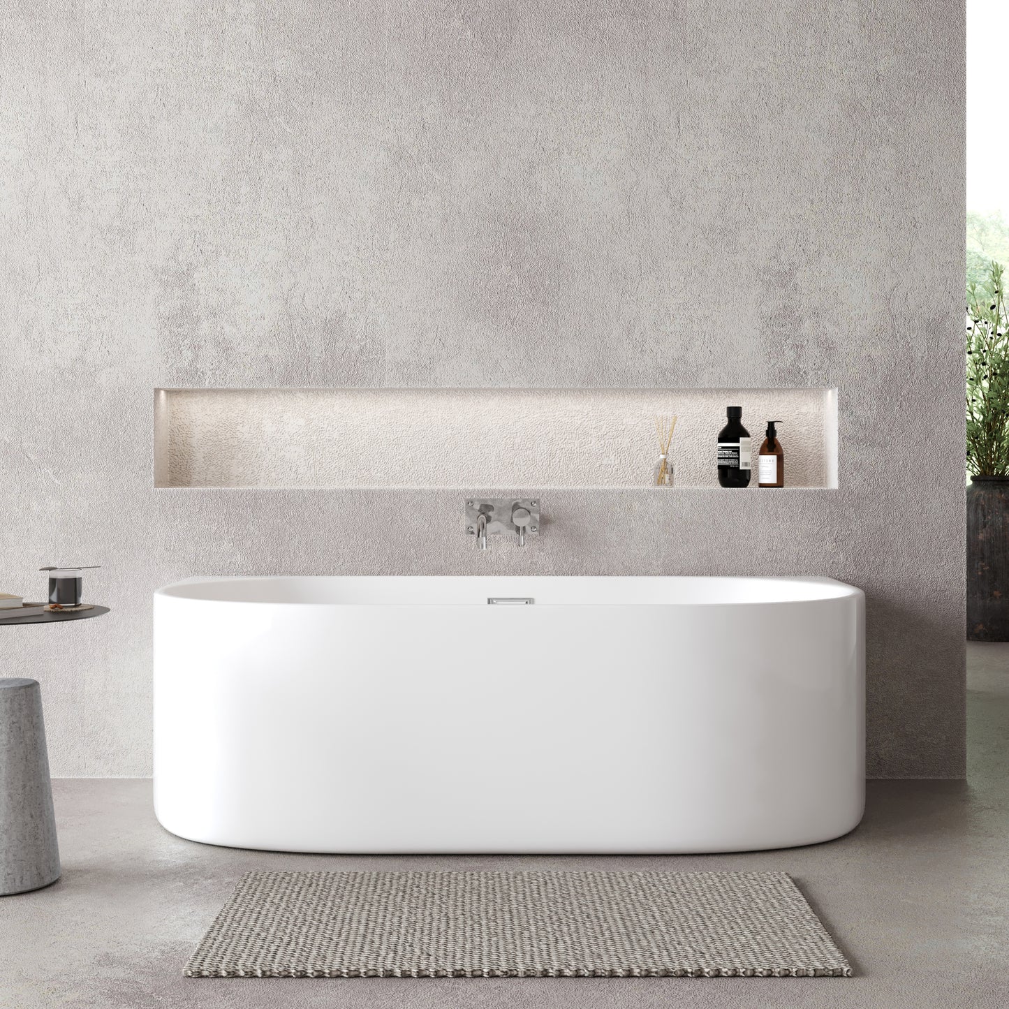 Everlast Back to Wall Freestanding Bath by Nuie