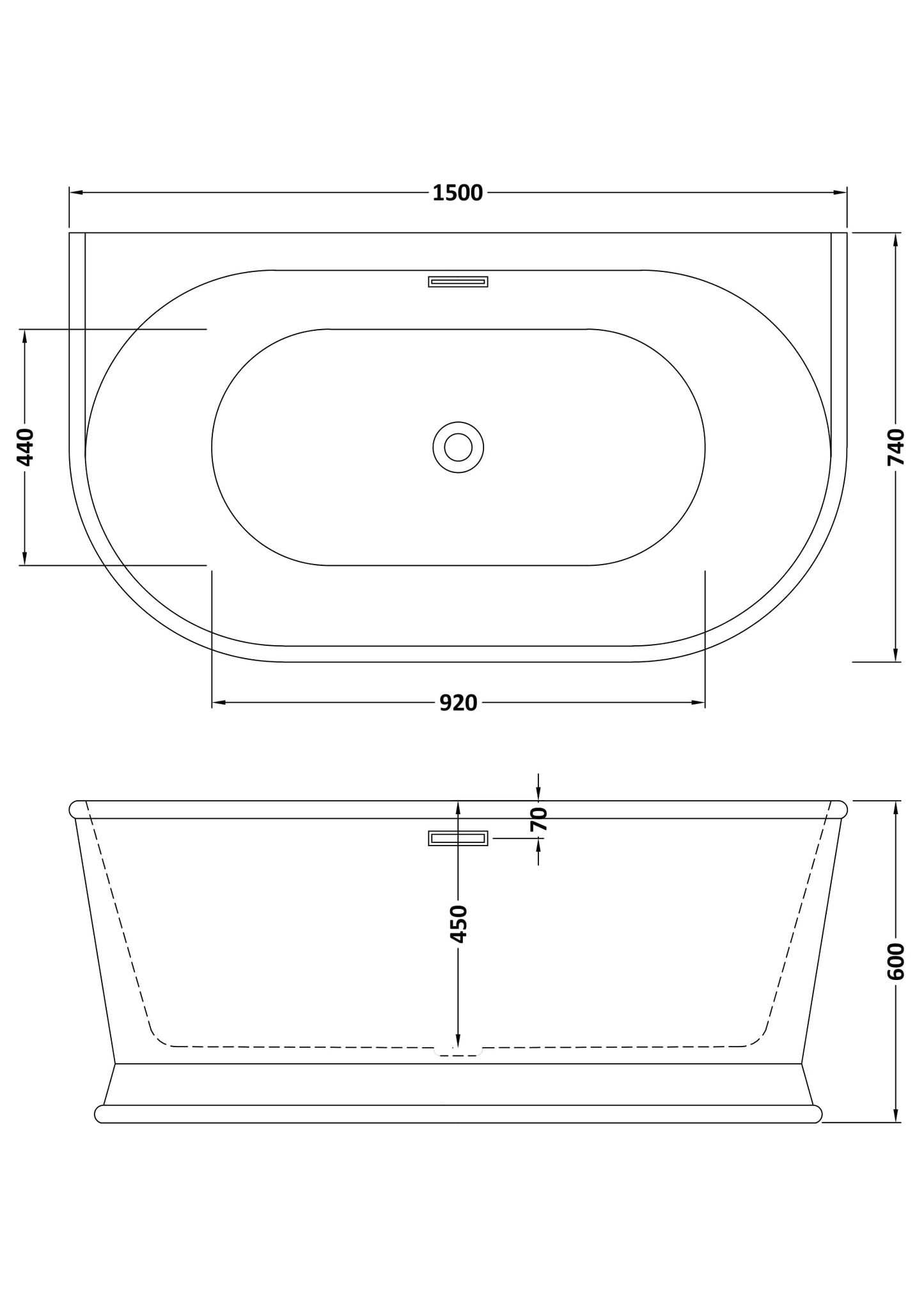 Timora Back to Wall Freestanding Bath by Nuie