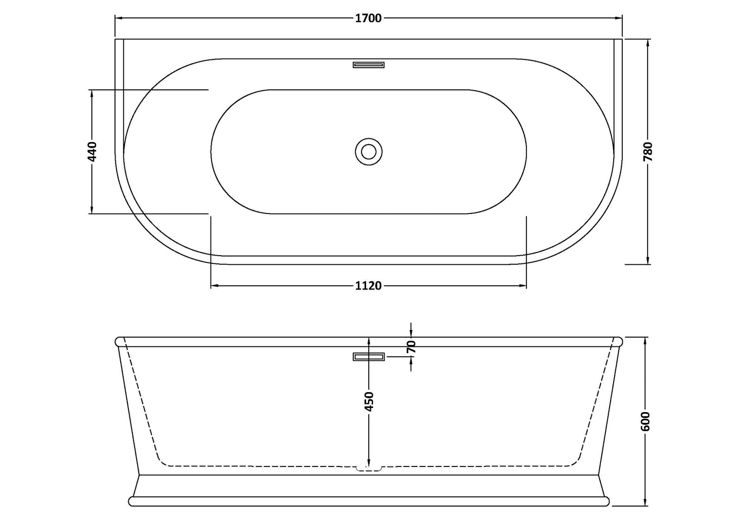Timora Back to Wall Freestanding Bath by Nuie