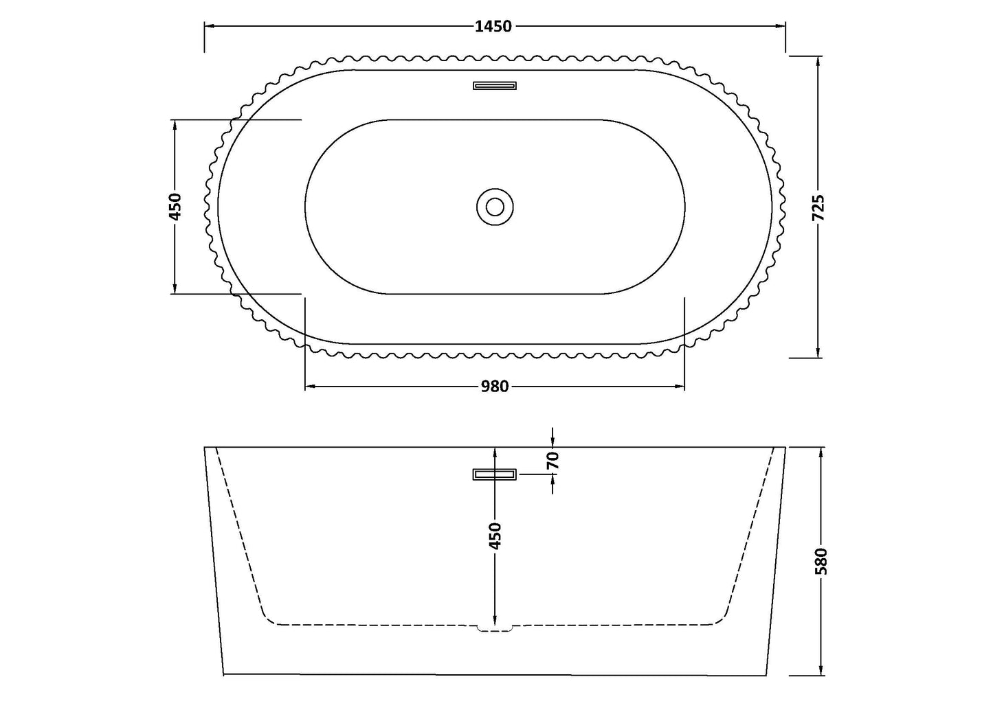 Fluted Oval Freestanding Bath by Nuie