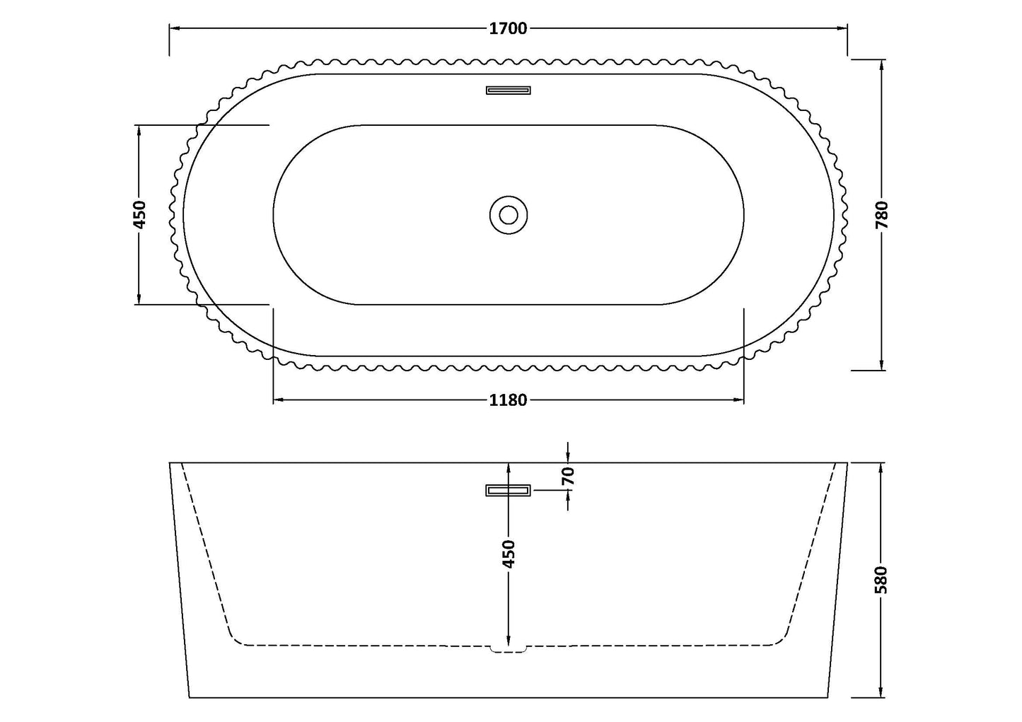 Fluted Oval Freestanding Bath by Nuie