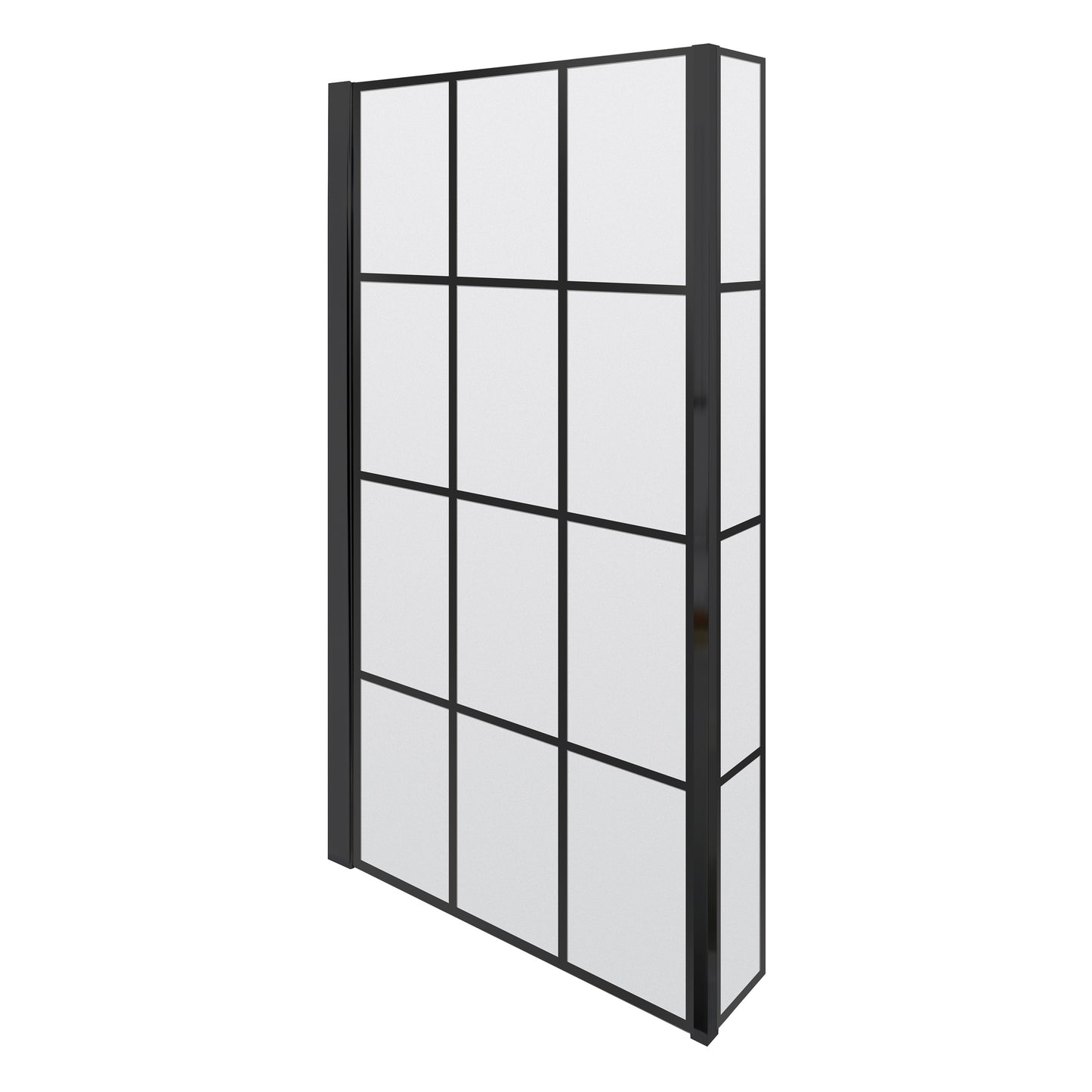 Synergy Square Black Framed Bath Screen With Fixed Return - Matt Black