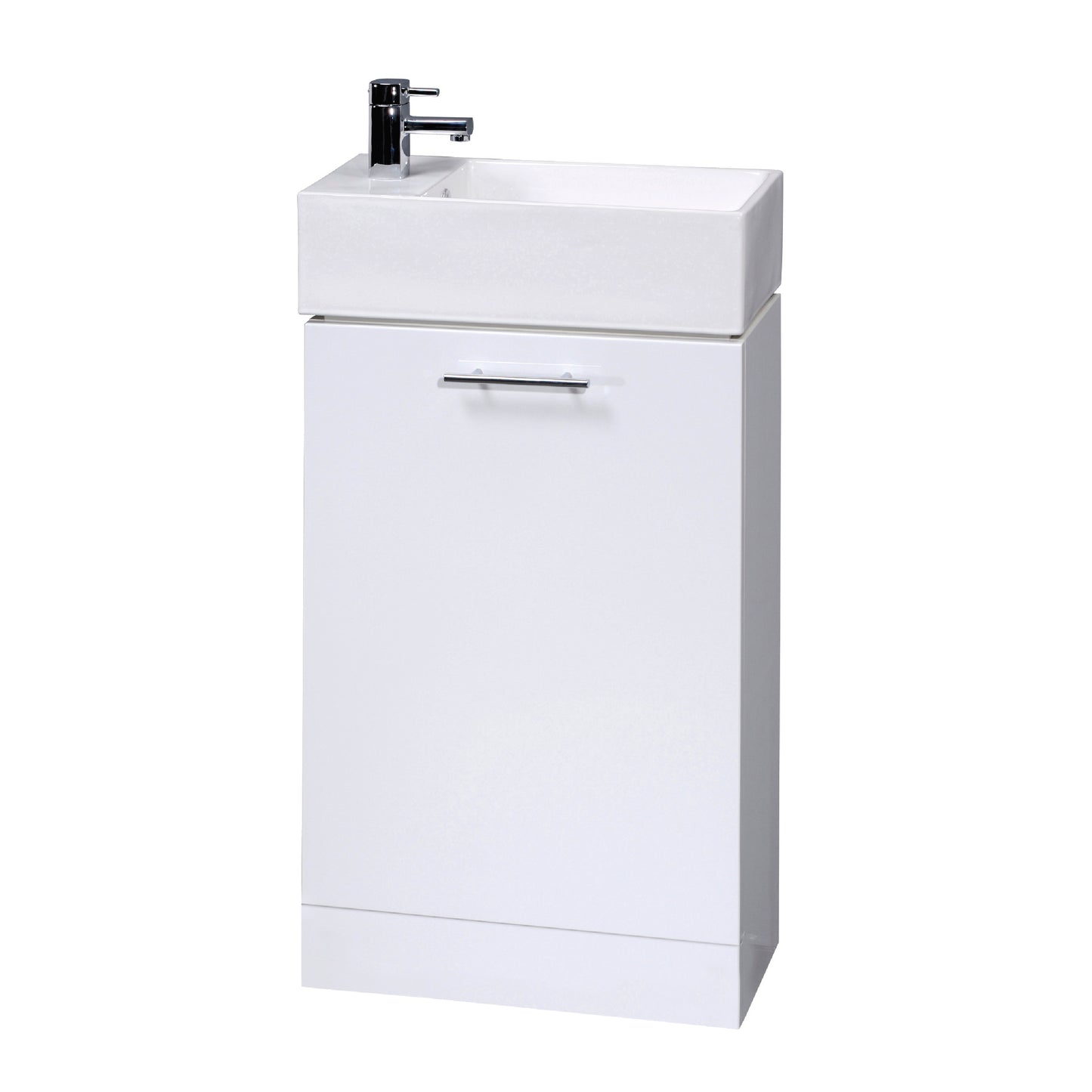 Nuie Mayford 485mm Gloss White Floor Standing Vanity Unit With Ceramic Basin