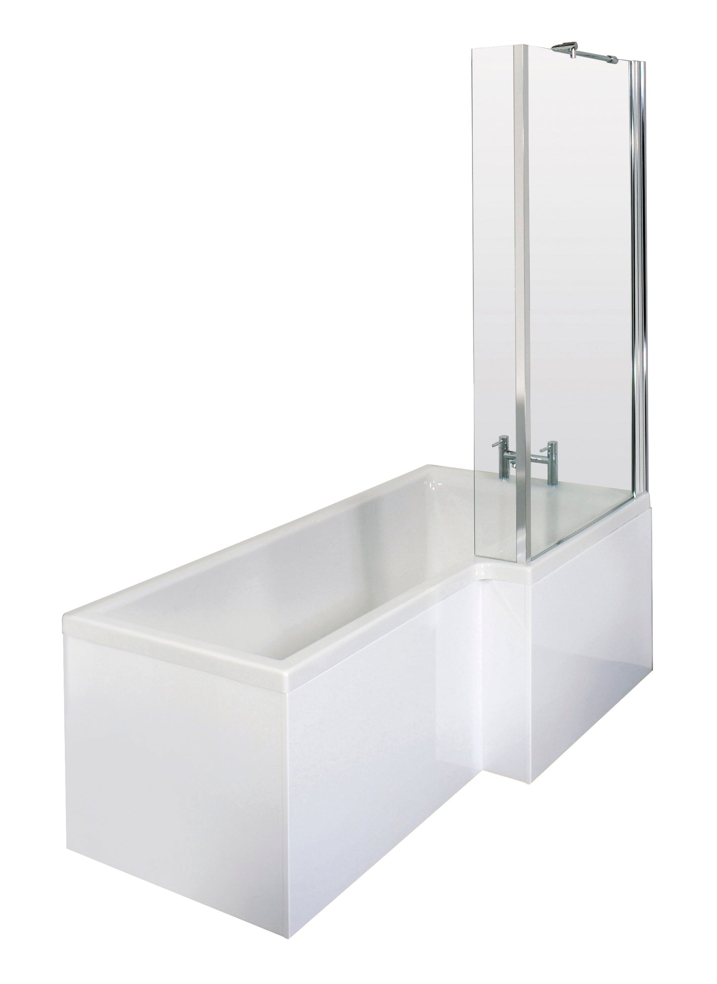 Nuie 1700mm Right Hand Square Shower Bath Set With Screen & Panel