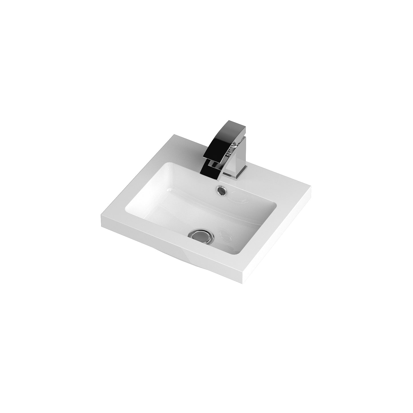 Fusion Fitted Square full-depth 1 Tap Hole Polymarble Basin 400mm