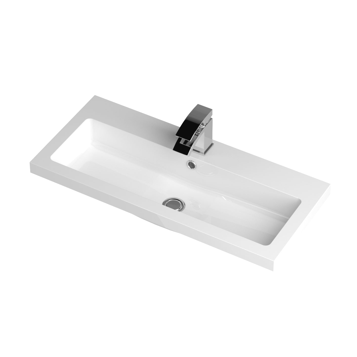 Fusion Fitted Square full-depth 1 Tap Hole Polymarble Basin 800mm