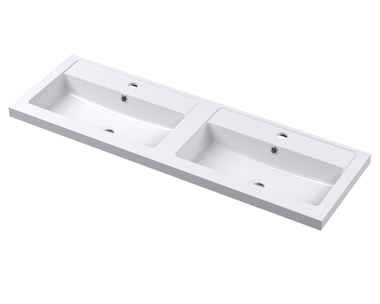 Synergy Omerg 1200mm Double PM Basin- 1 Tap Hole - White