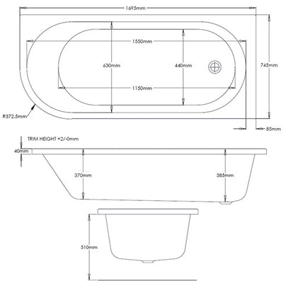 Synergy Jay Right Hand J Shaped Bath (TJ-JSHAPE15LH & TJ-JSHAPEDPANEL)