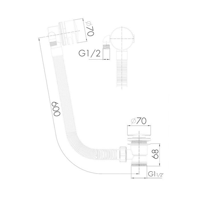 Synergy Bath Overflow Filler Black (SY-WA89AK)