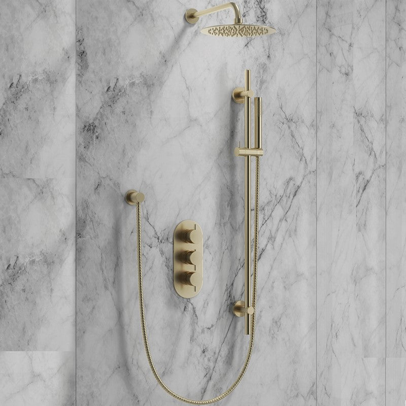 Brushed Brass Handset Bracket Hose Kit (SY-WB12BB)