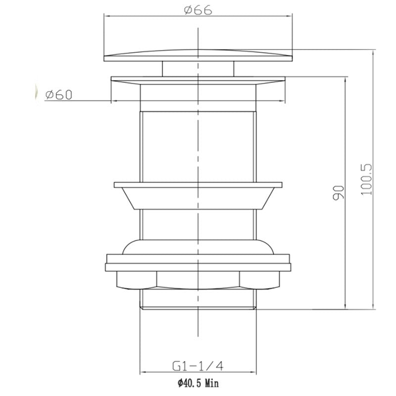 Synergy Black Klik Klak Unslotted Basin Waste (SY-EW05BK)