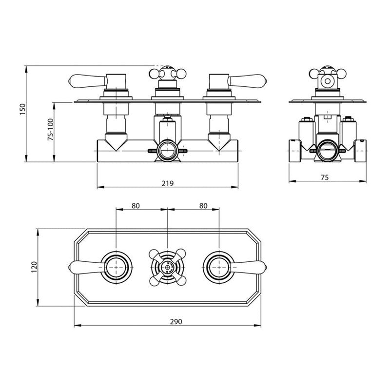 Concealed 2 Way Thermostatic Valve (SY-VCW02)