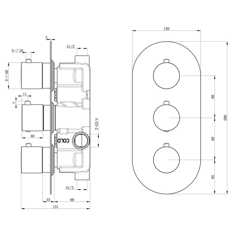 Synergy Ribble Concealed Shower Set (SY-CVQ10K & SY-SA01K & SY-SHE2525BK & SY-SR02K & SY-WE01K)