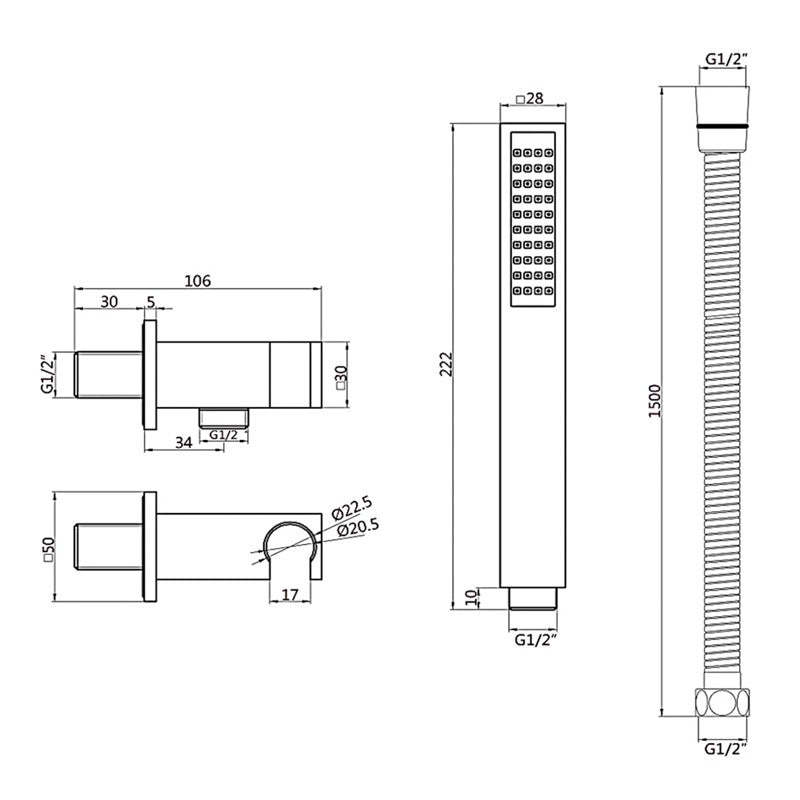 Black Handset Bracket Hose Kit (SY-WB13K)