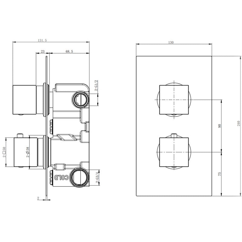 Chrome Twin Thermostatic Valve (SY-CVQ04)