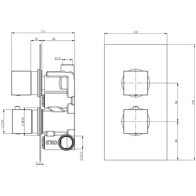 Chrome Twin Thermostatic Valve (SY-CVQ04)
