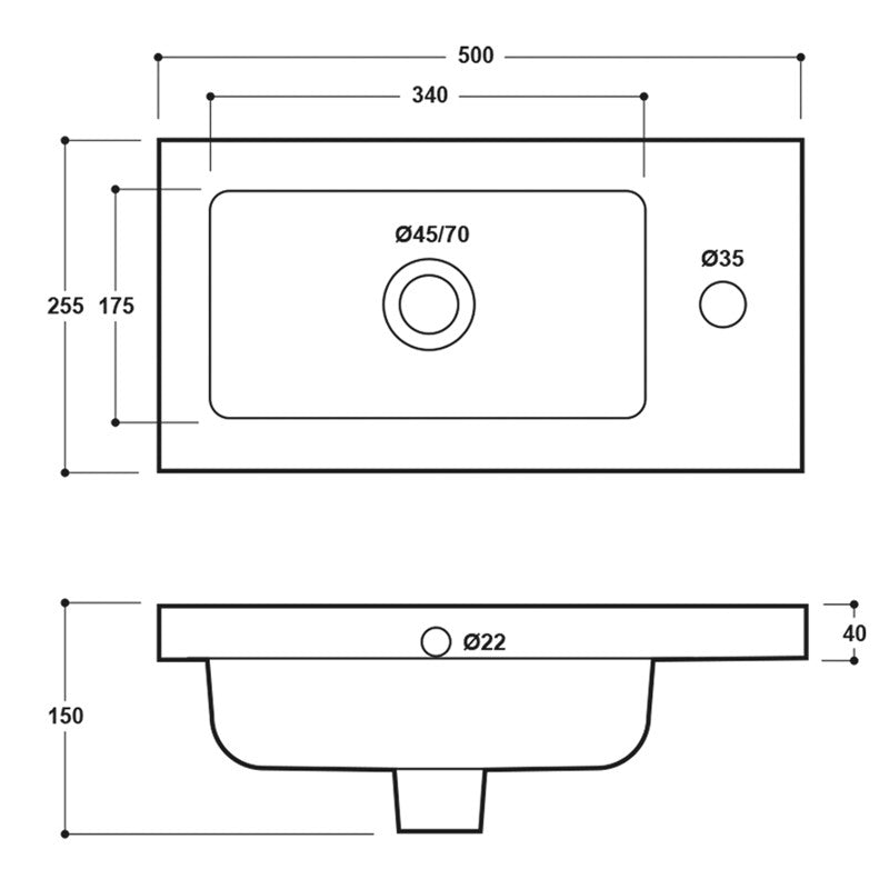Synergy Blend 500Mm Compact Floor Vanity Unit Basin (SY-BLE50CVMG & SY-BLE50CBSN)