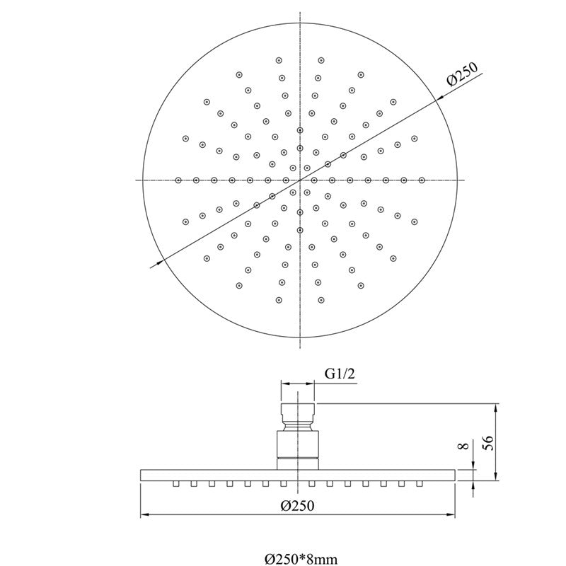 Chrome Round Ultra Thin Shower Head (SY-SHE2525)