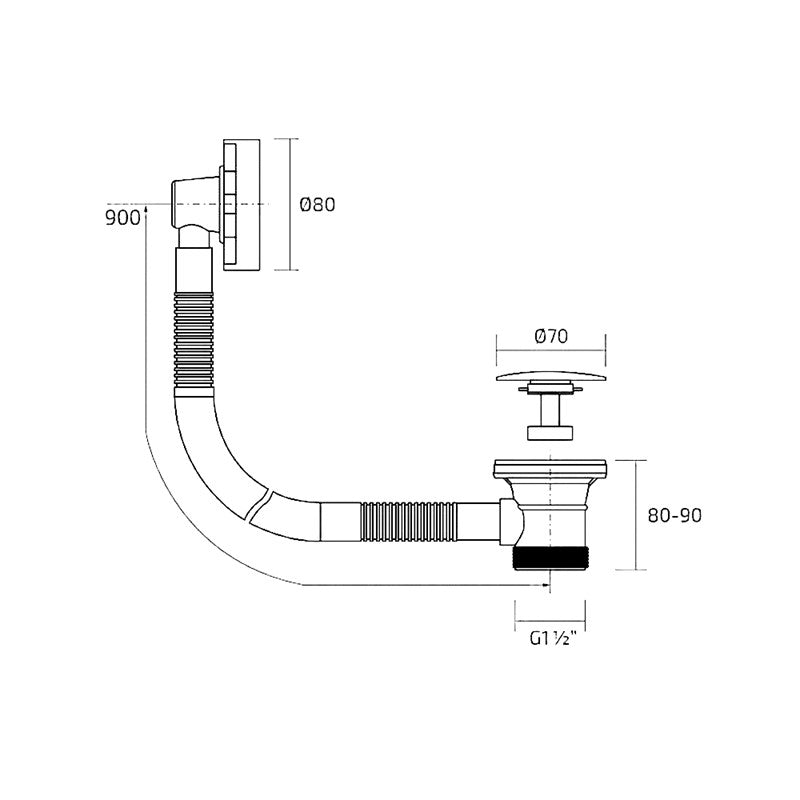 Synergy Bath Waste Overflow Black (WA900EK)