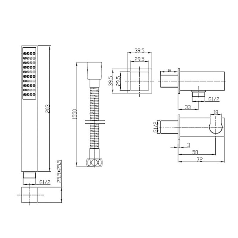 Black Handset Bracket Hose Kit (SY-WB13K)
